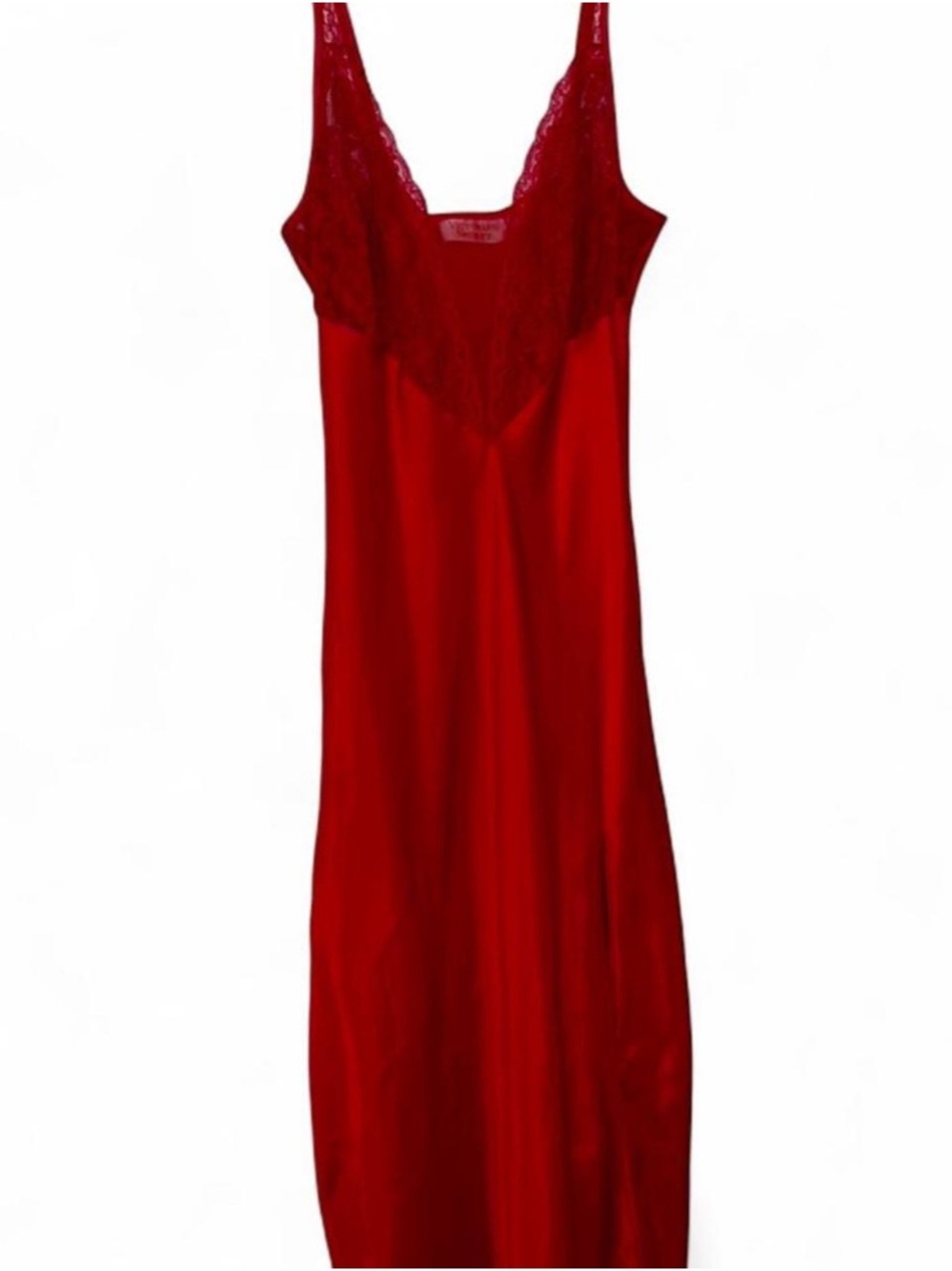 Victoria's Secret Red Satin Lace-Trim Slip